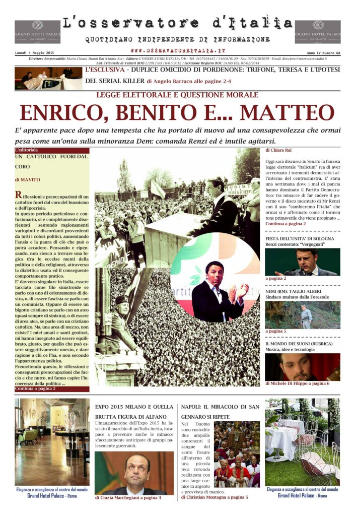 L'osservatore d'Italia edizione del 4 Maggio 2015